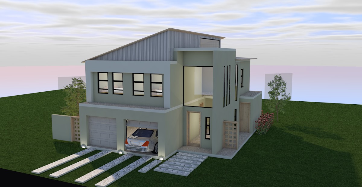 Modern double-level SA Houseplans design